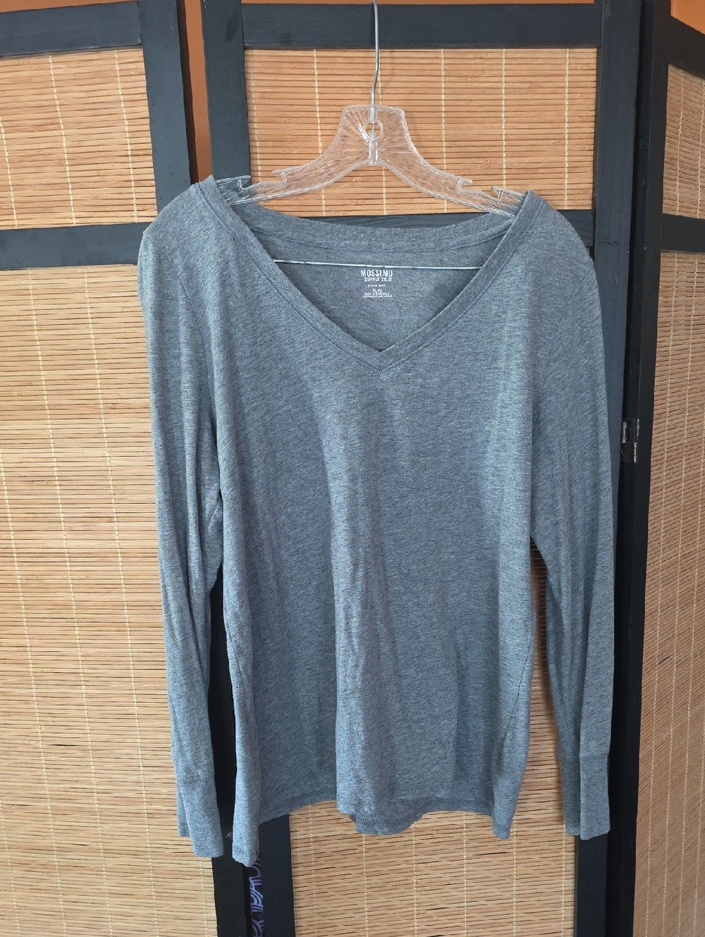Mossimo Supply Co. Heather Gray V-Neck Long Sleeve Tee